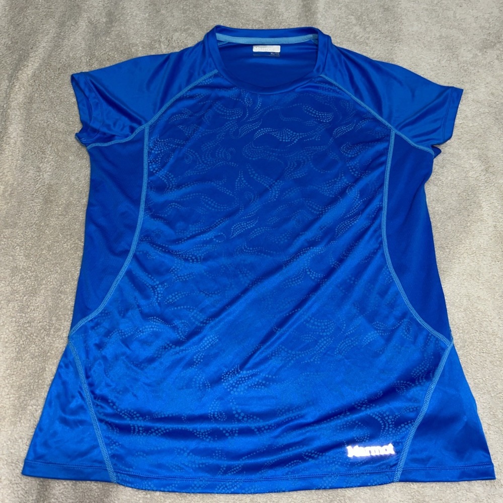 Marmot Athletic Performance Vented Running Hiking Women  XL T Blue Short Sleeve